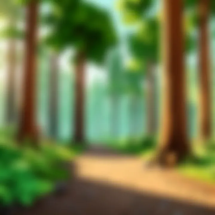 Aesthetic design showcasing redwood and green themes in a Roblox environment.