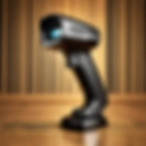 Close-up of a barcode scanner in action with a gift card