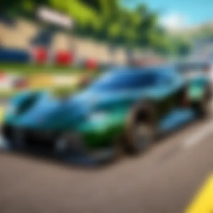 A vibrant car racing scene on Roblox showcasing various vehicles.