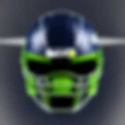 Detailed view of the Seahawks 2021 helmet design
