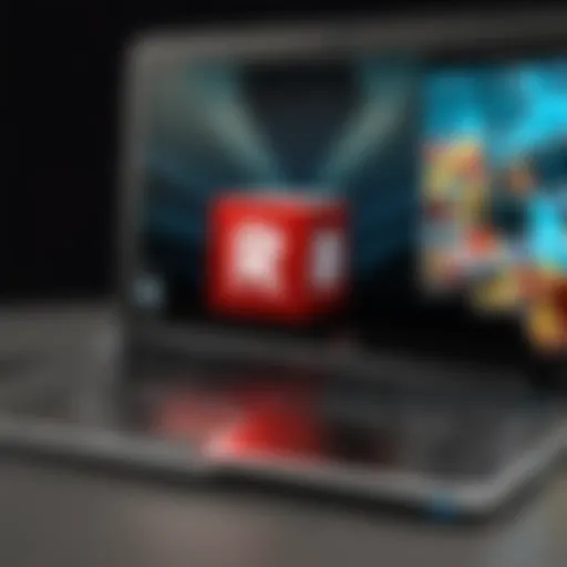 Roblox logo on a laptop screen