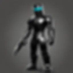 A detailed digital sketch of a Roblox avatar showcasing unique features and accessories