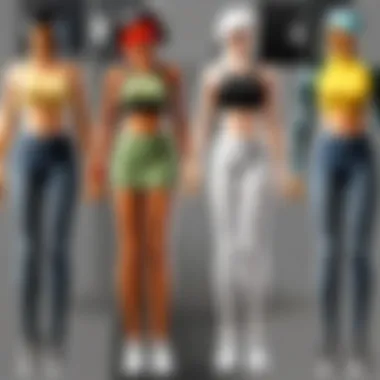 Creative Workspace for Outfit Design A creative workspace filled with design sketches and ideas for Roblox clothing