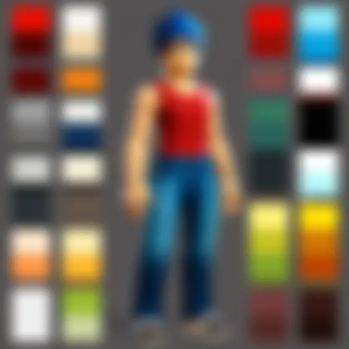 Detailed view of color palette for shirt customization