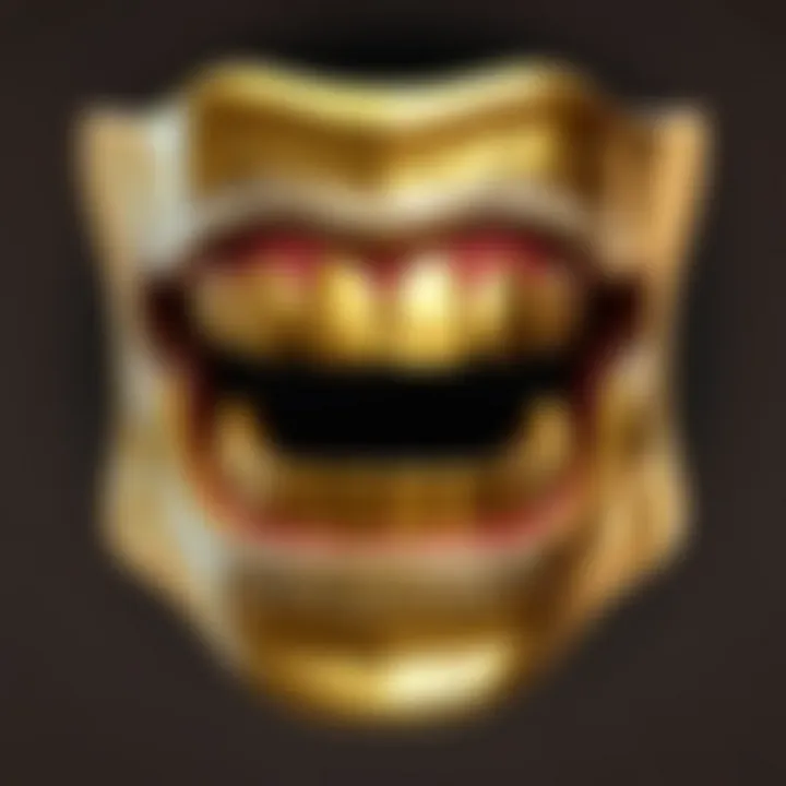 Artistic representation of gold teeth in a Roblox-themed environment