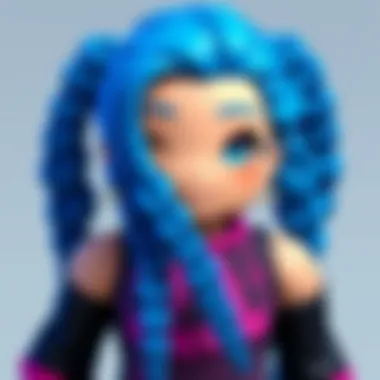 Digital art of Roblox avatars with unique blue hair braids