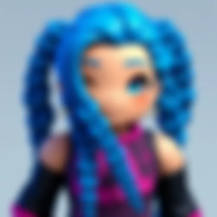 Digital art of Roblox avatars with unique blue hair braids