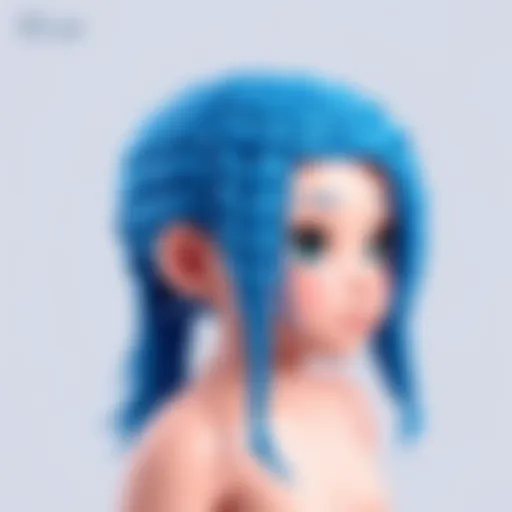 Vibrant blue hair braids styled in Roblox avatar