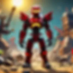 Dynamic gameplay showcasing a build battle in progress