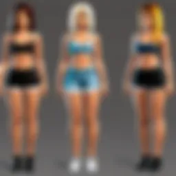 Colorful Roblox avatars showcasing unique clothing styles