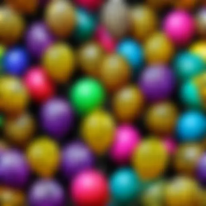 A colorful design of leopard print balloons against a game backdrop