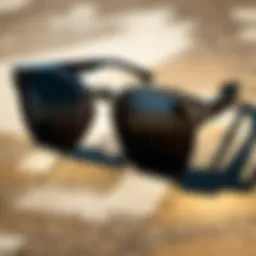 Trendy square frame sunglasses showcased against a vibrant backdrop