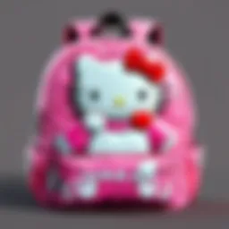 Stylish adult carrying a Hello Kitty backpack in an urban setting