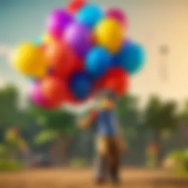 Players interacting with balloons within a Roblox community setting