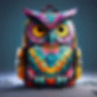 Stylish owl backpack design showcasing vibrant patterns