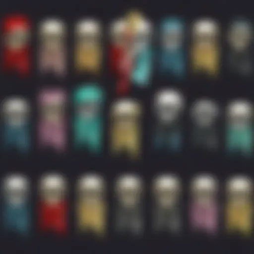 A vibrant display of various skull scarf designs in Roblox