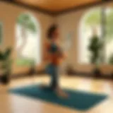 A serene yoga studio with natural light and mats