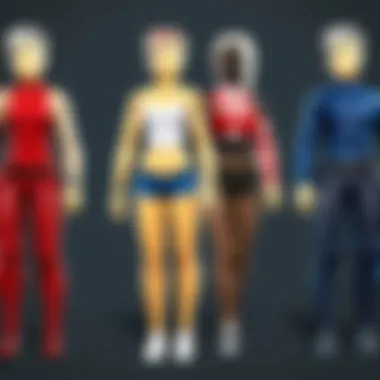 Diverse Clothing Collection in Roblox A vibrant display of various clothing items available in Roblox