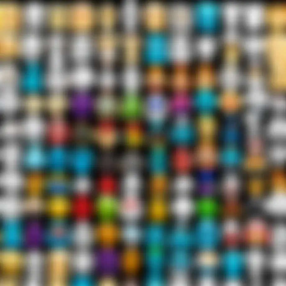 Roblox blind bags displayed in a colorful arrangement