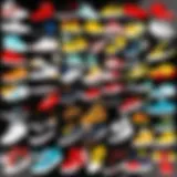 A variety of stylish Roblox shoes displayed in a vibrant digital setting