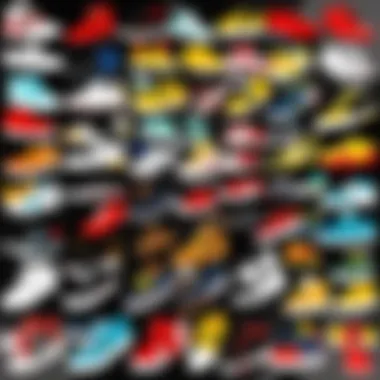 A variety of stylish Roblox shoes displayed in a vibrant digital setting