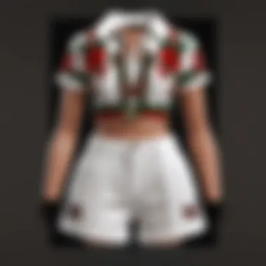 Fashionable ensemble featuring Gucci white shorts styled with complementary pieces.