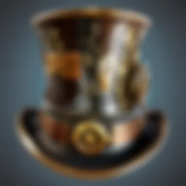 Intricate Artistic Details of the Steam Punk Top Hat A close-up of a steam punk top hat featuring intricate embellishments and artistic details, symbolizing creativity.