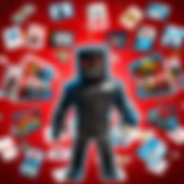Various types of Roblox gift cards laid out on a table