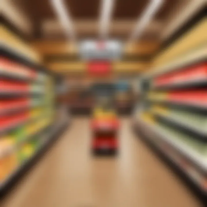 A shopper’s perspective of a Safeway store aisle filled with products