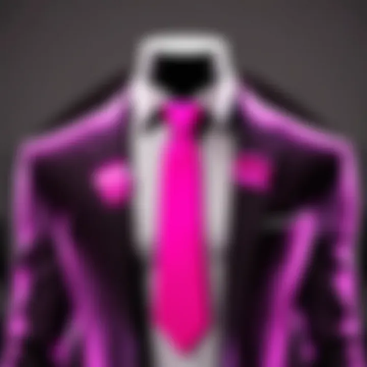 An elegant outfit styled with a neon pink tie, highlighting its versatility in fashion.