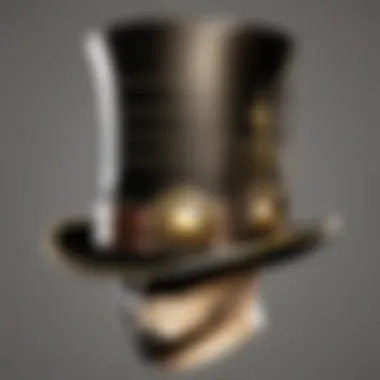 An artistic rendering of avatars wearing steam punk top hats in a Roblox setting, showcasing community expression.