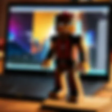 Roblox Gameplay on Laptop Laptop displaying Roblox gameplay