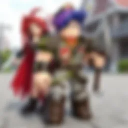 A vibrant Roblox game scene showcasing player avatars engaging in a cooperative quest.