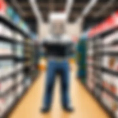 A shopper examining Robux card options at Walmart