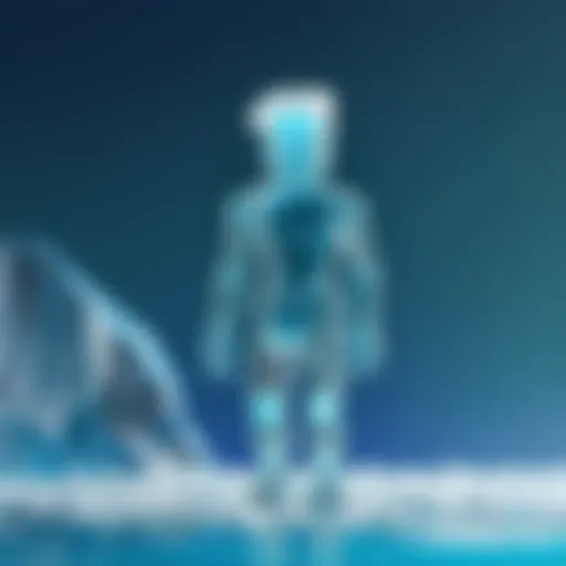 A collection of scaled and icy merchandise in Roblox showcasing unique designs