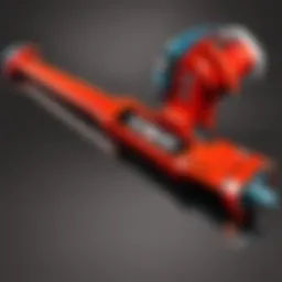 A close-up view of a giant pipe wrench showcasing its sturdy jaw design