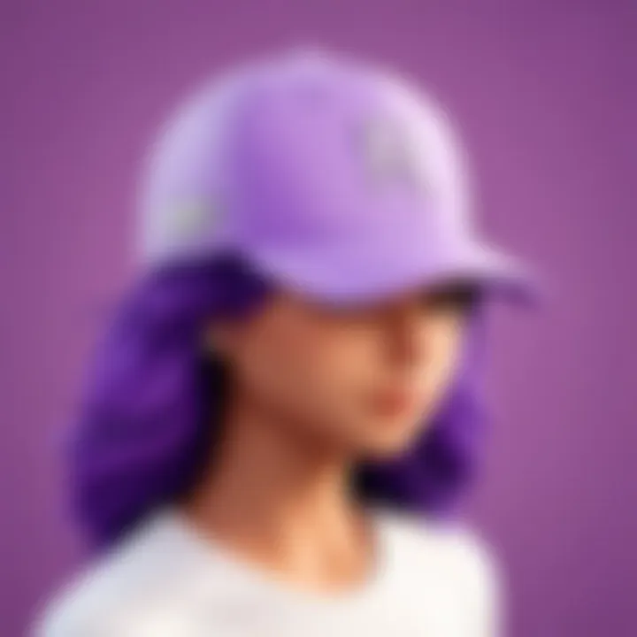 Lavender baseball cap on a stylish outfit