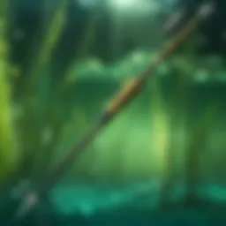 A detailed view of a traditional diving spear with intricate craftsmanship