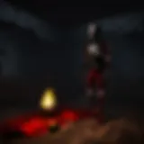 A chilling moment in a dark Roblox game environment