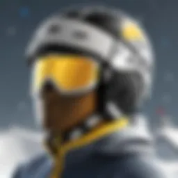 Close-up of a snowboard helmet showcasing ventilation features.