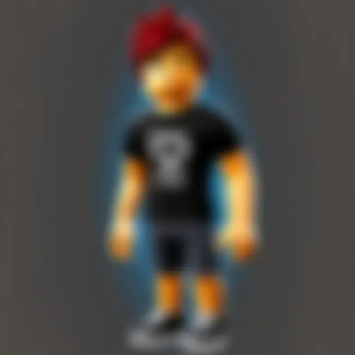 A Roblox user wearing a unique custom t-shirt reflecting personal style